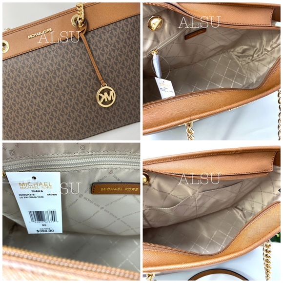 Michael Kors Shania Chain Tote Brown Leather Large - Picture 7 of 7